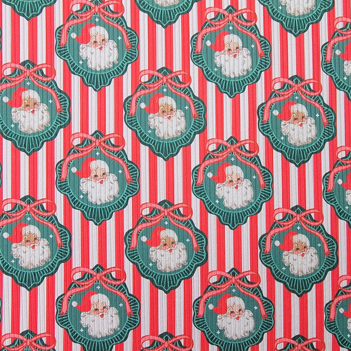 4x2 Yummy Rib Santa Medallions Red Stripes