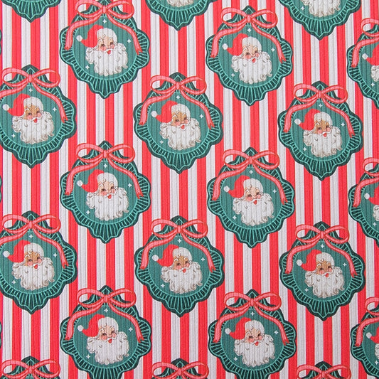 4x2 Yummy Rib Santa Medallions Red Stripes