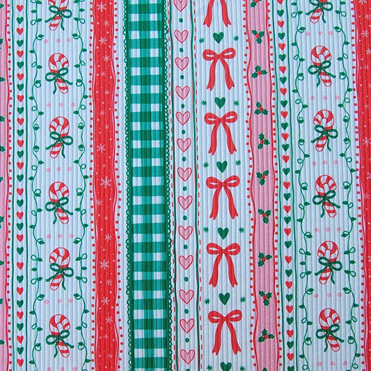 4x2 Yummy Rib Christams Boho Candy Canes & Bows