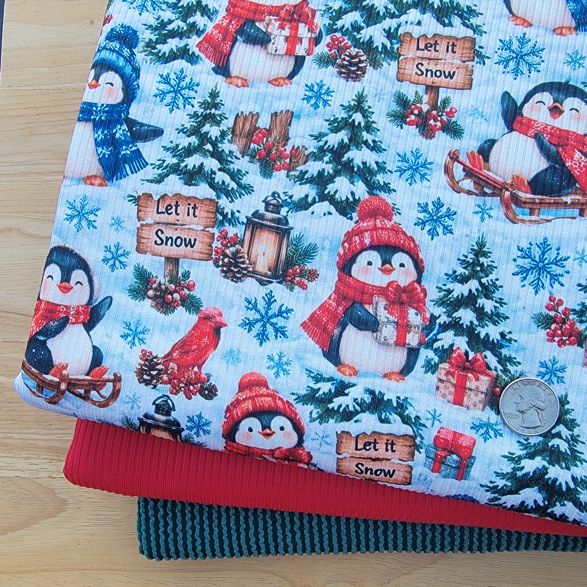 4x2 Yummy Rib Christmas Winter Penguins