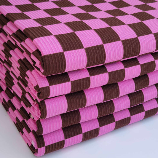 Yummy Rib Checkered Pink/Brown Print