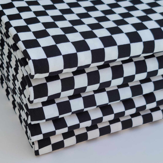 Double Brush Poly Checkered White/Black Print