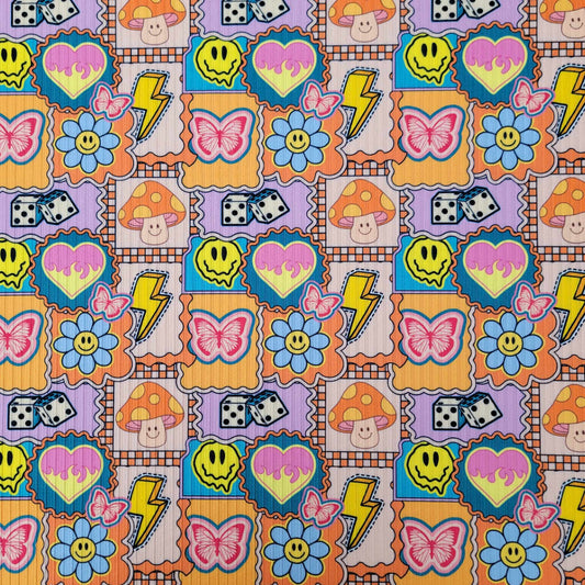 Yummy Rib Patchwork dice/happy face/thunder bolt