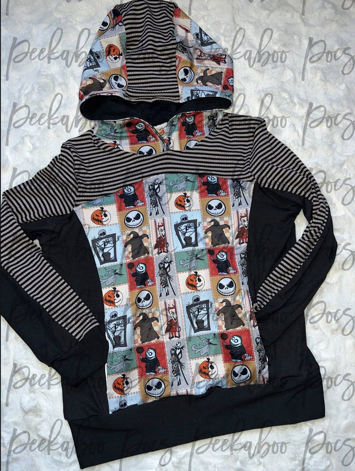 4x2 Black & Beige Stripes Rib Rayon Blend