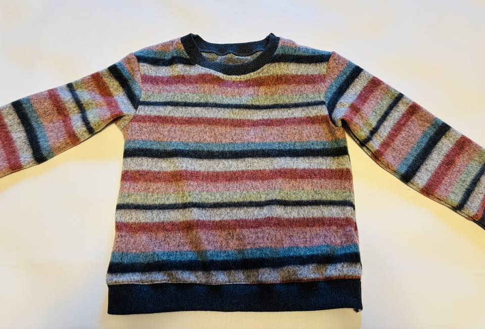 Brush Sweater Knit Multi- color Stripes