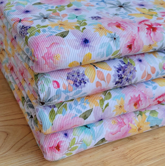 2x2 Yummy Rib Pastel Floral & Butterflies Print