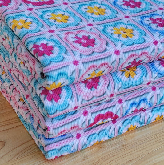 2x2 Yummy Rib Pastel Granny Squares Print