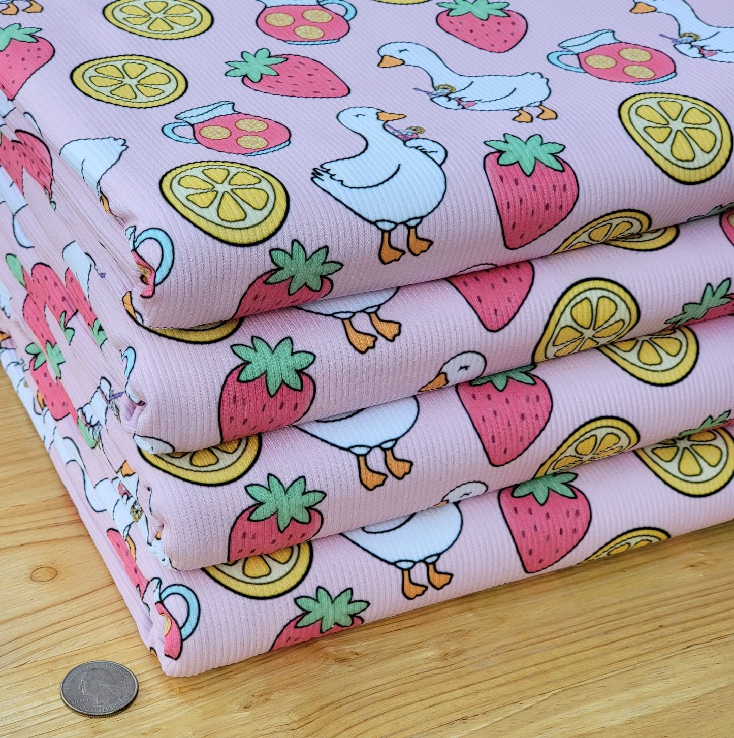 2x2 Yummy Rib Strawberry Pink Lemonade and geese Print