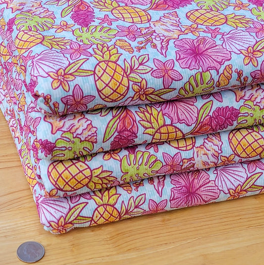 2x2  yummy rib Pineapples & Hibiscus print