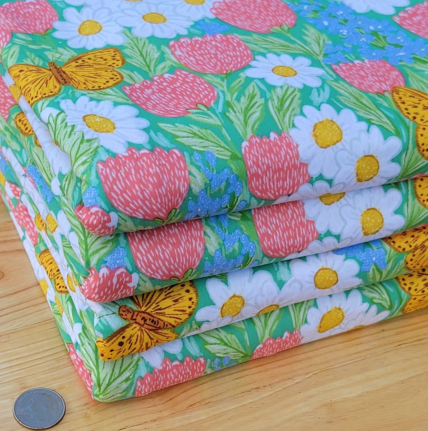 Butterflies & Daisies Double Brush Poly 220 GSM