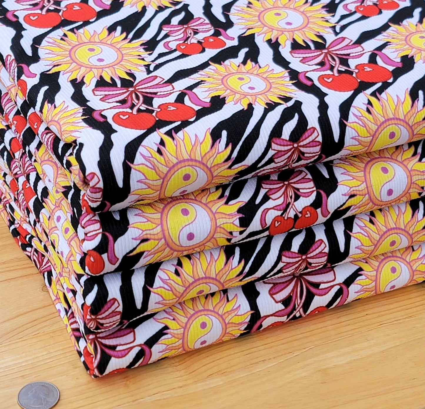 2x2 Yummy Rib Zebra Suns & Cherries Print