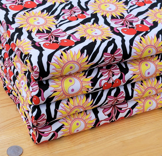 2x2 Yummy Rib Zebra Suns & Cherries Print
