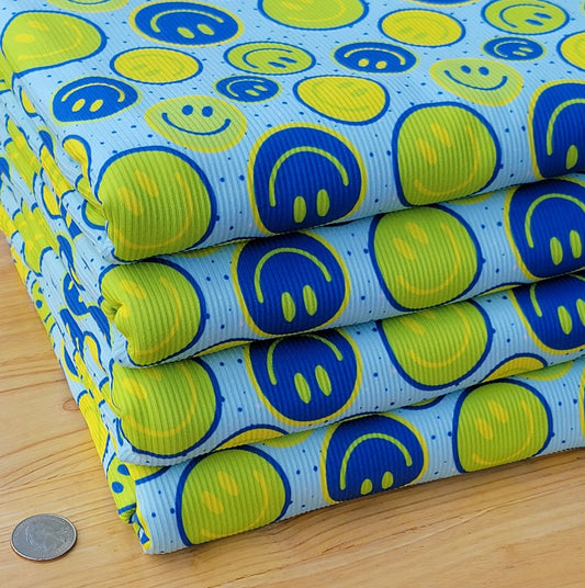 2x2 yummy rib Neon Happy Faces Print