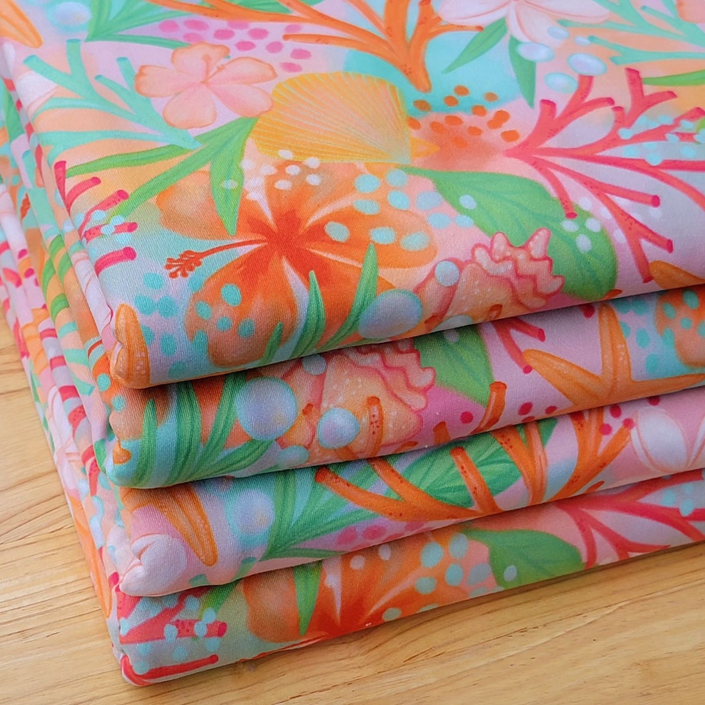 Double bursh poly Coral & Floral print