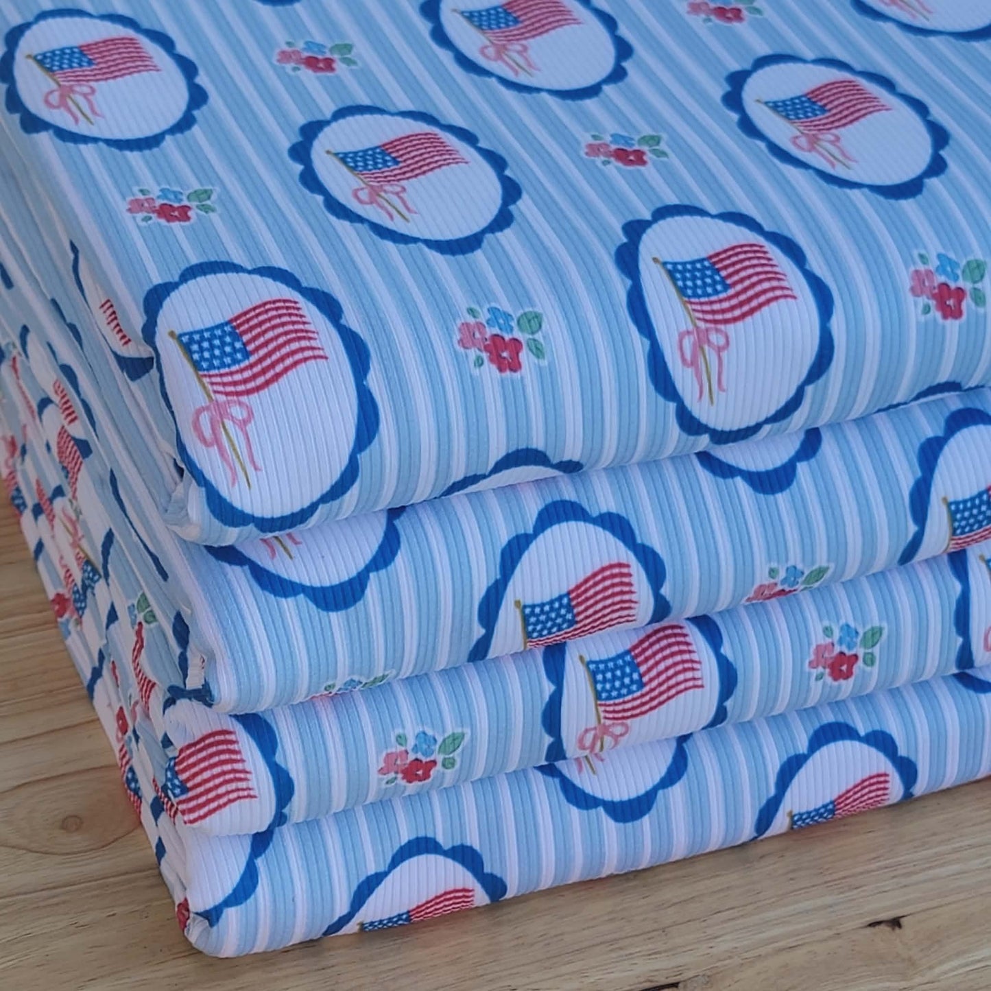 2x2 yummy rib 4th of July Flag Medallion Print