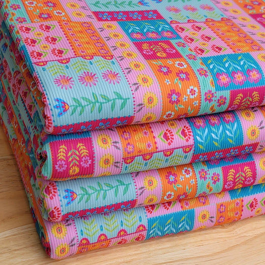2x2 Yummy Rib Bright Patchwork Floral Print