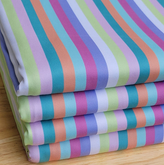Double Brush Poly Multi-color Stripes Print