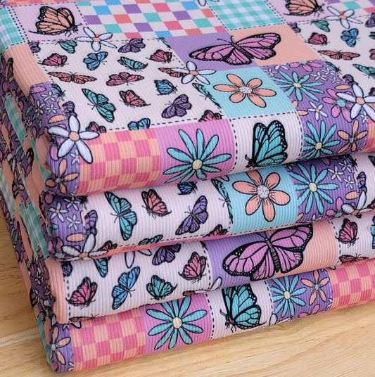 2x2 Yummy Rib Patchwork Butterfly Print