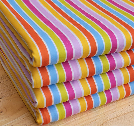 Double Brush Poly Multi-color Stripes Print