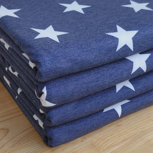 French Terry Navy White Stars