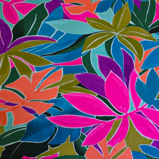 Multi-color Leaf Print Nylon Spandex Swim Athletic