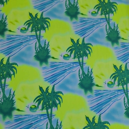 Neon Lime Palm Trees Nylon Spandex Swim Athletic