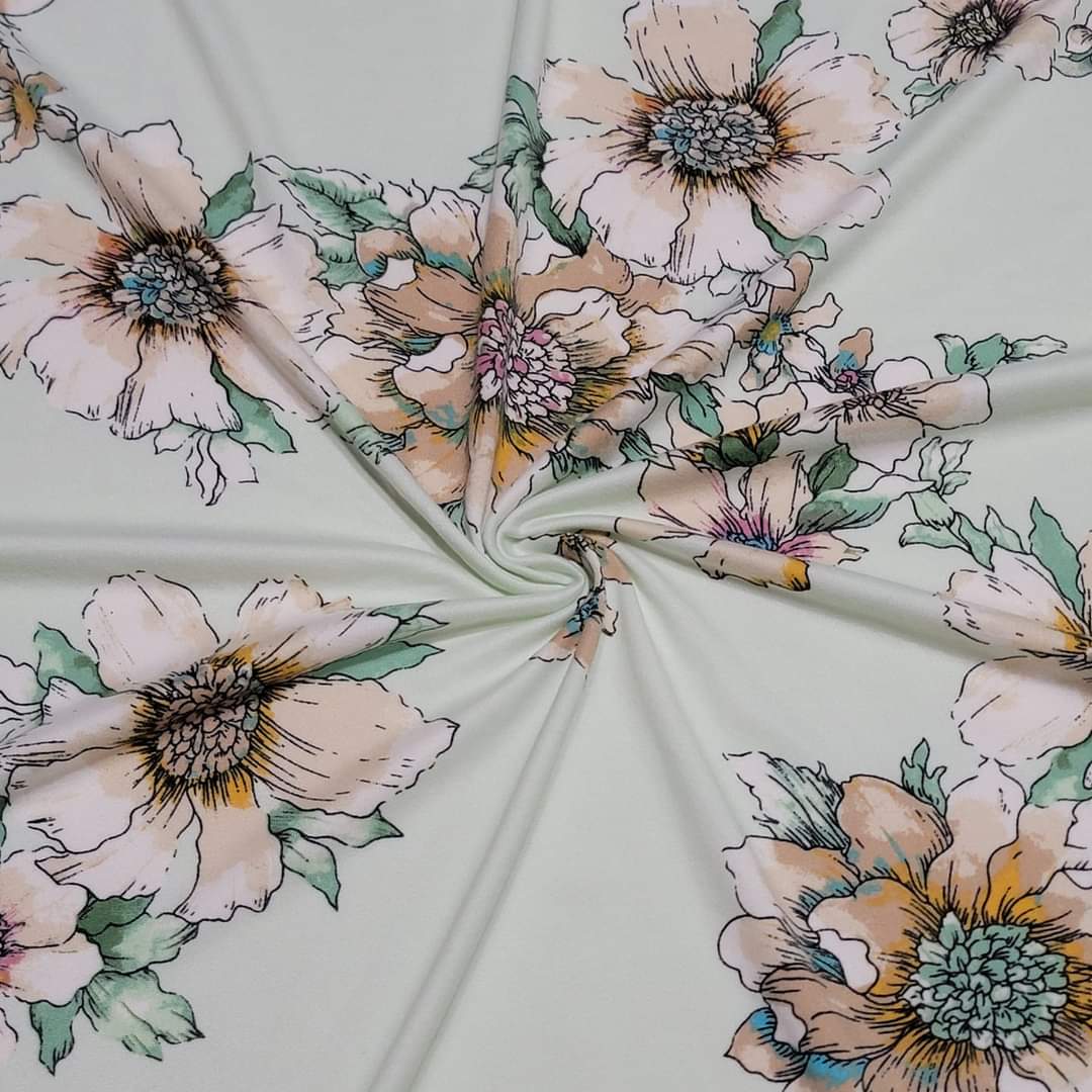 Mint Base Floral Double Brush Poly