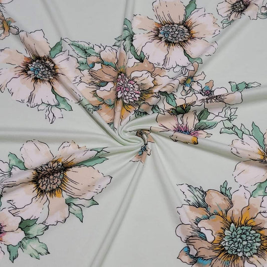 Mint Base Floral Double Brush Poly