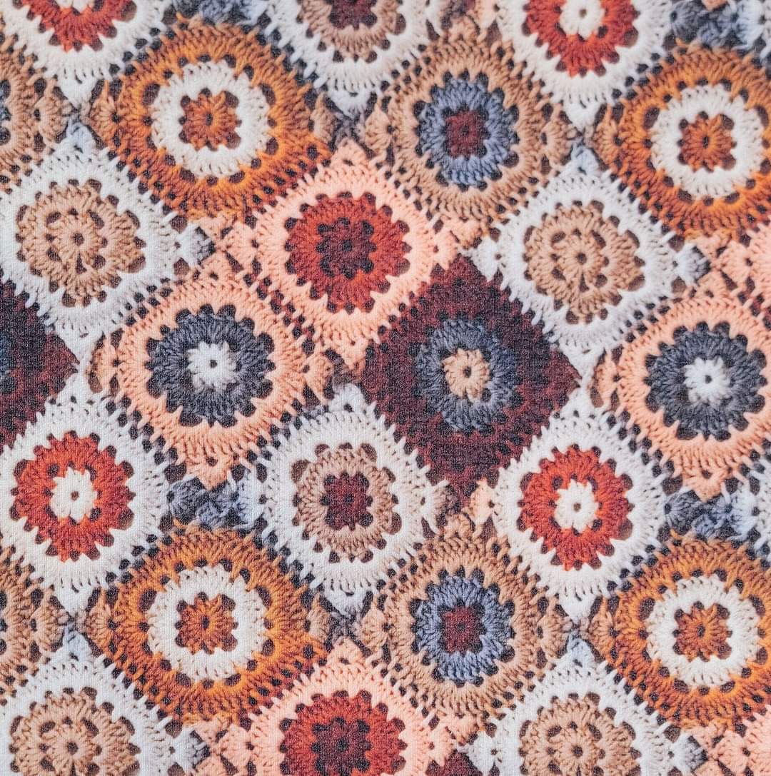 French Terry Granny Squares custom print