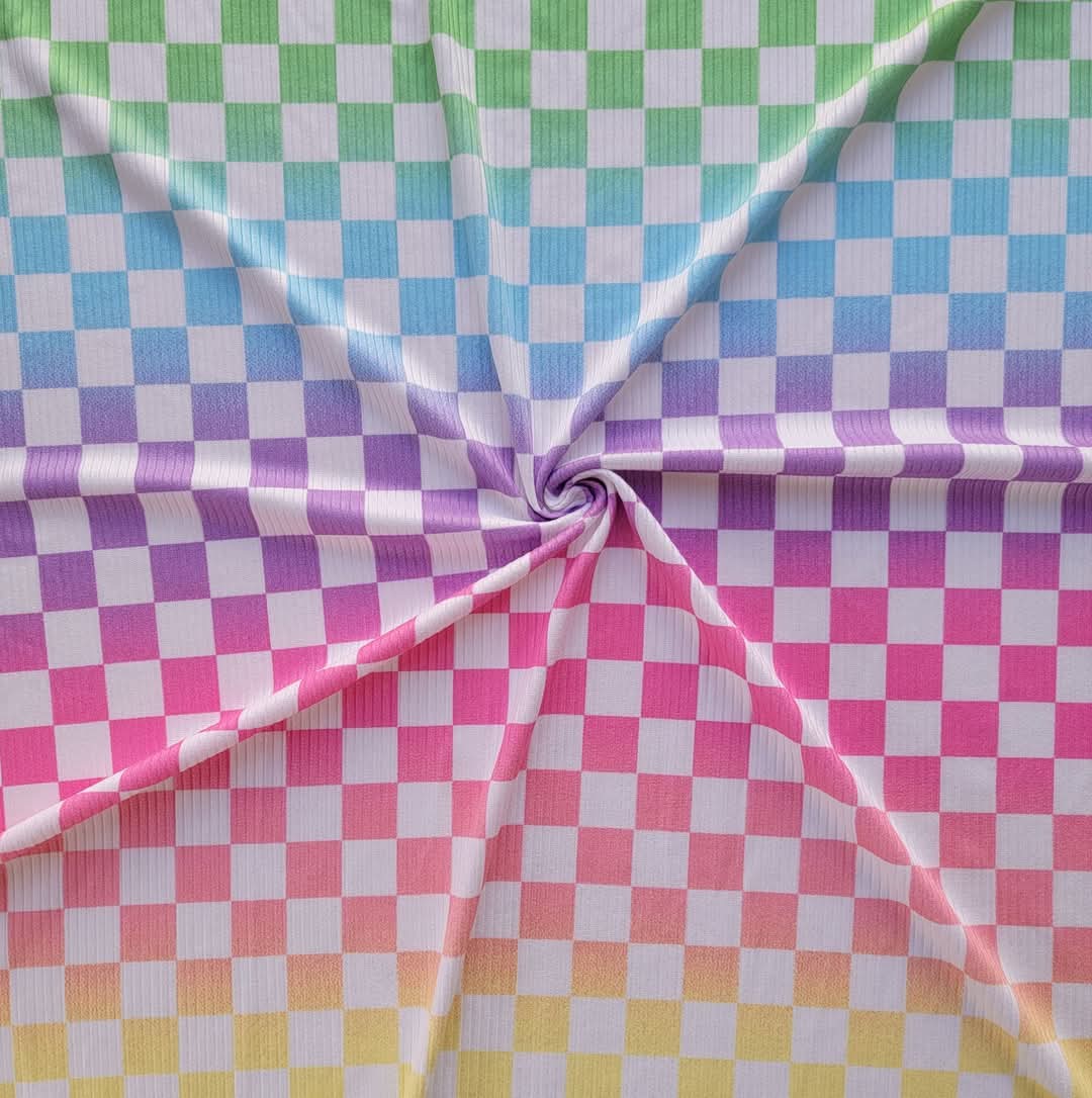 4x2 Multi-Color Checkered Custom Print Yummy Rib