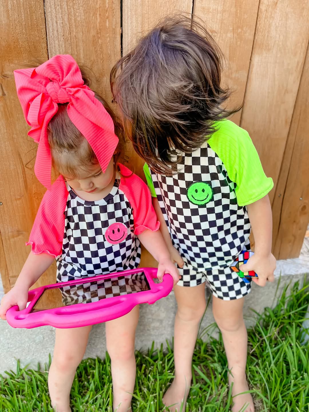 Double Brush Poly Checkered Black and White