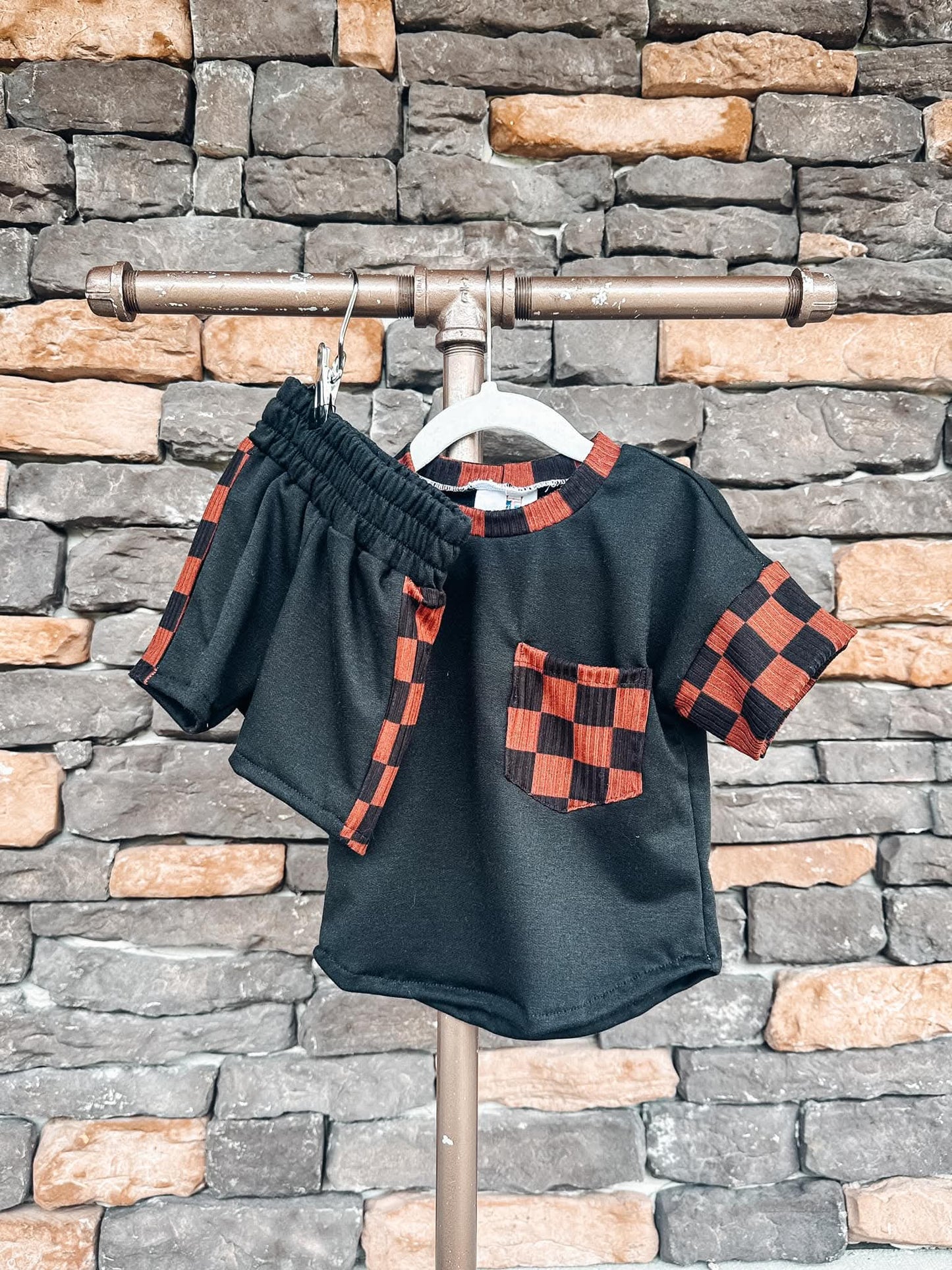 Yummy Rib Brown & Black Checkered Print