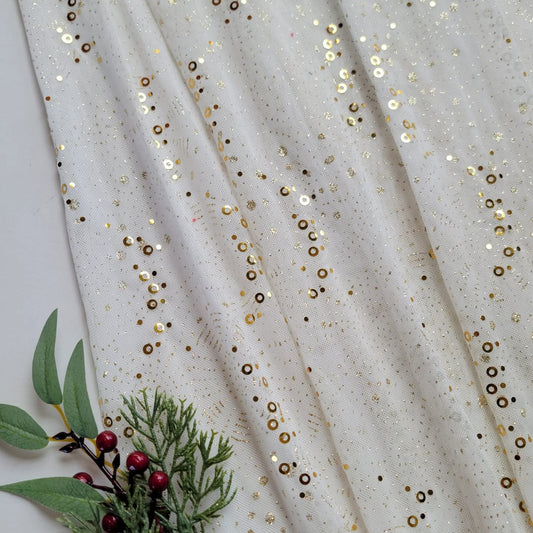 Cream with golden sequined Mesh