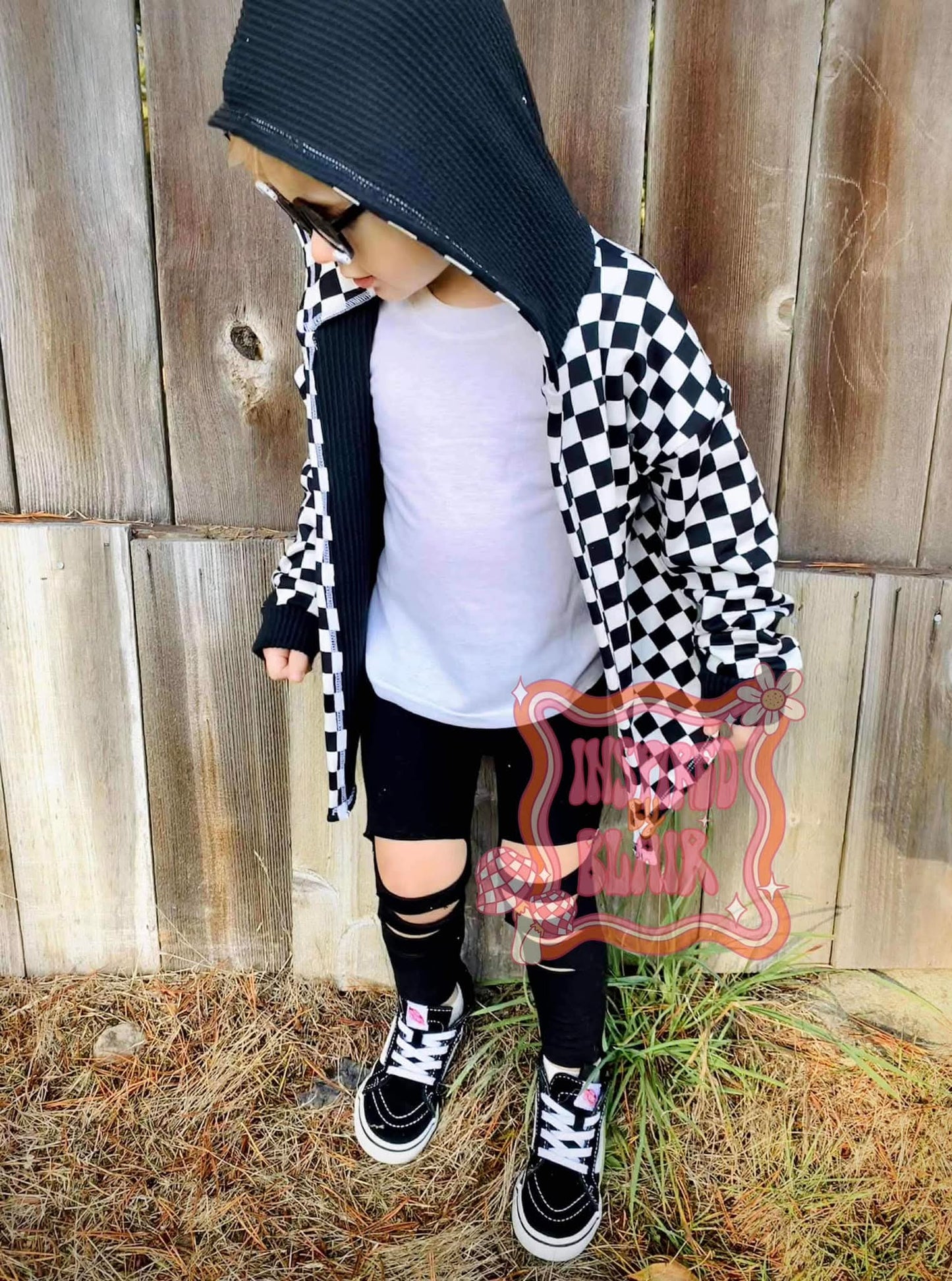 Double Brush Poly Checkered Black and White