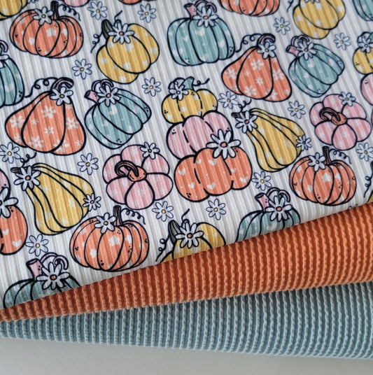 4x2  Yummy rib Pumpkins & Daisies Print