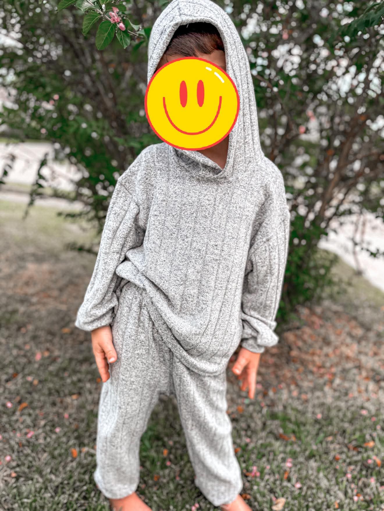 Heather Grey Brush Sweater Knit Wide Rib