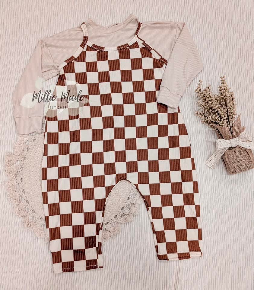 Yummy Rib Brown & Ivory Checkered Print