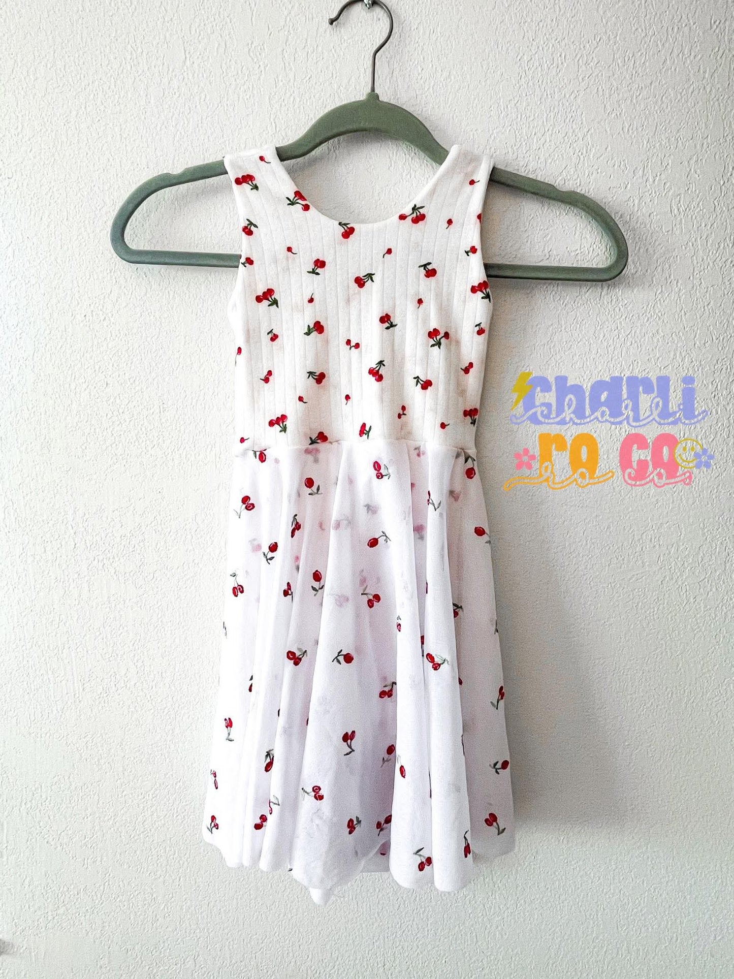 Pointelle Rib Cherries Print Off-white