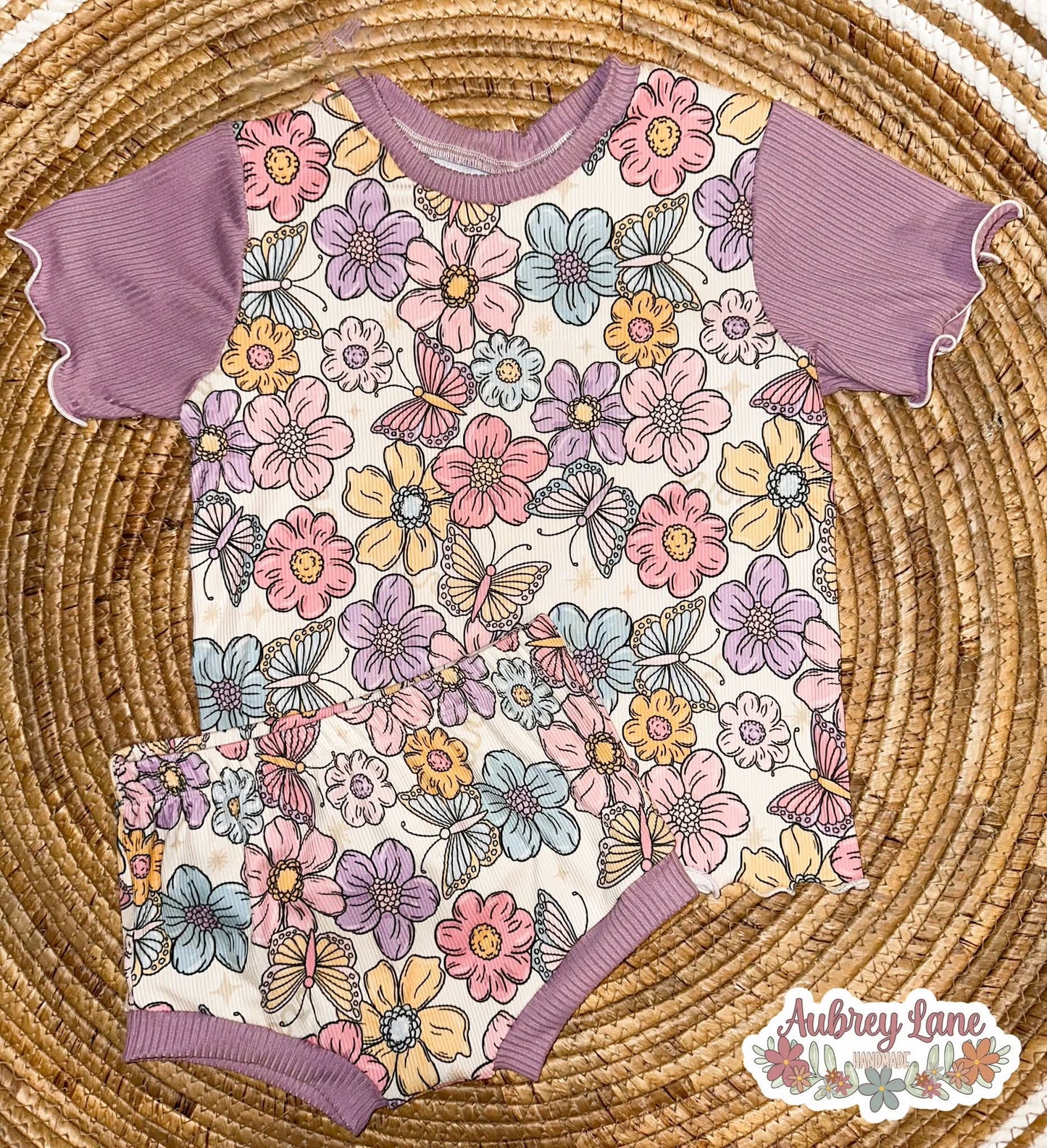 2x2 Yummy Rib Spring Butterflies & Floral Print