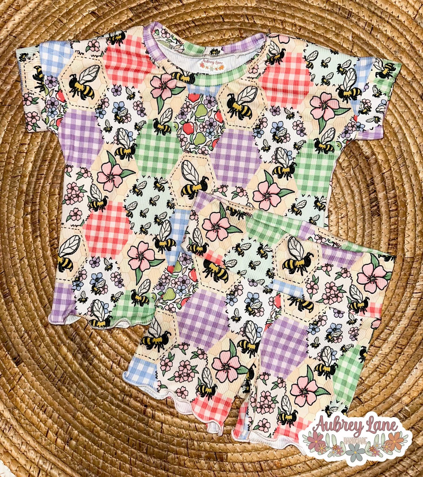 2x2 Yummy Rib Bees Honeycomb Patchwork Print