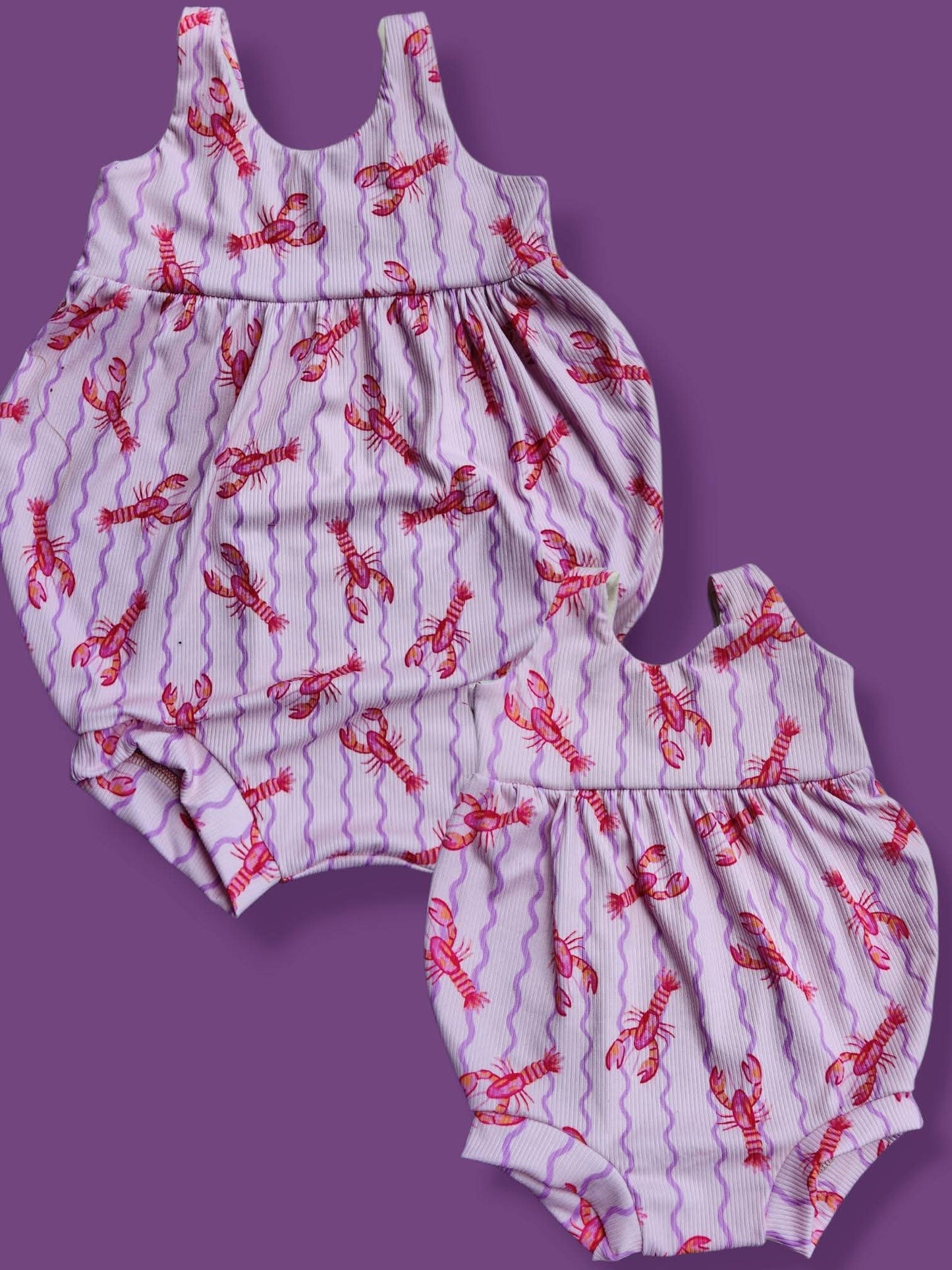2x2 Yummy Rib Red Lobster Pink Lavender Stripes