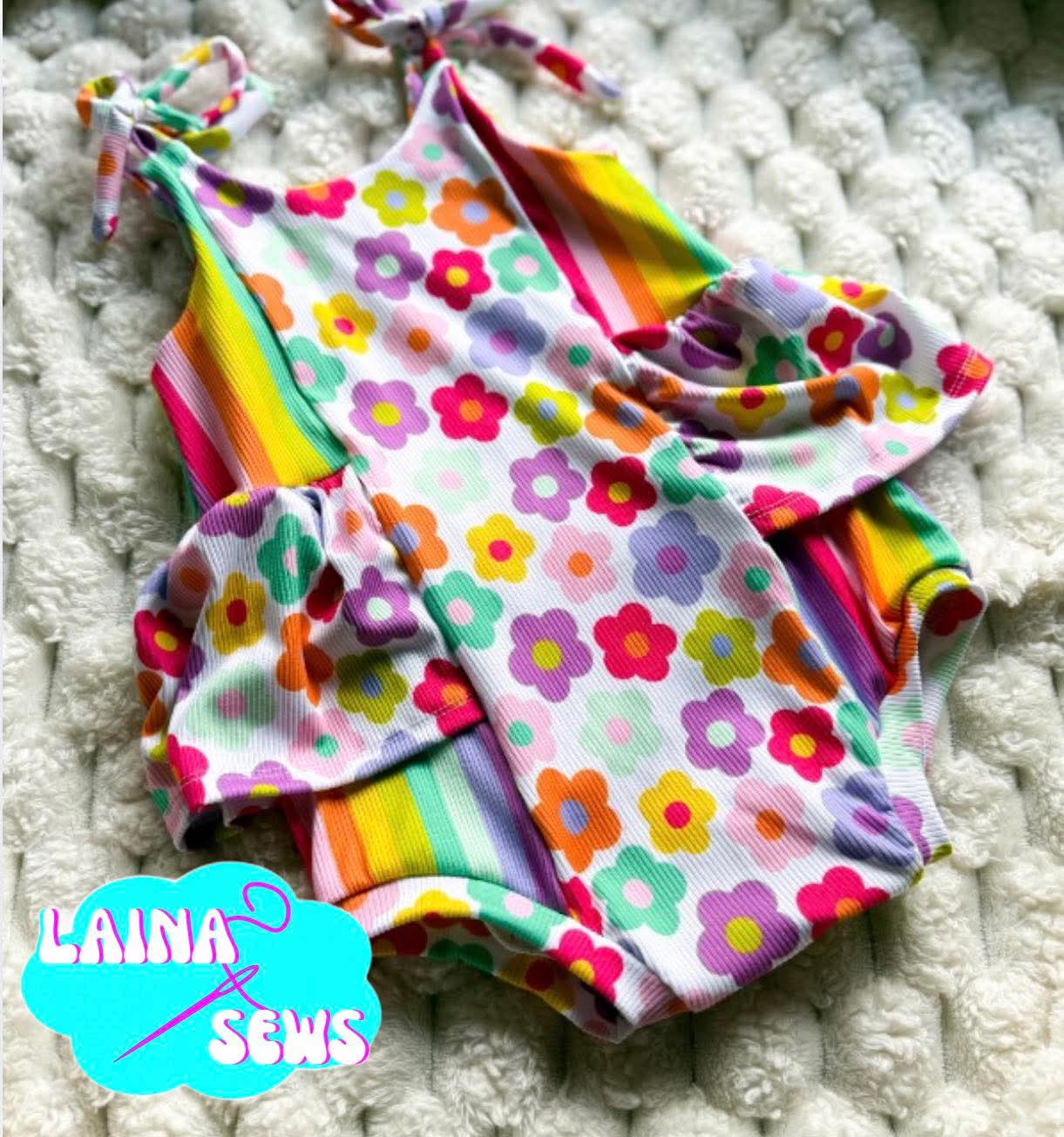 2x2 Yummy Rib Multicolor Daisies Print