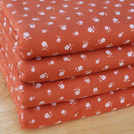 2x2 Yummy Rib Rust White Floral Print