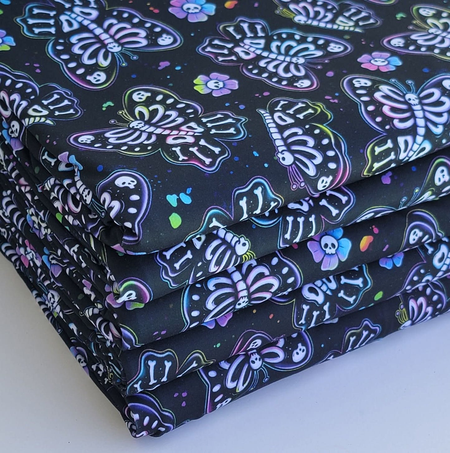 Double Brush Poly Butterflies Skeletons Print