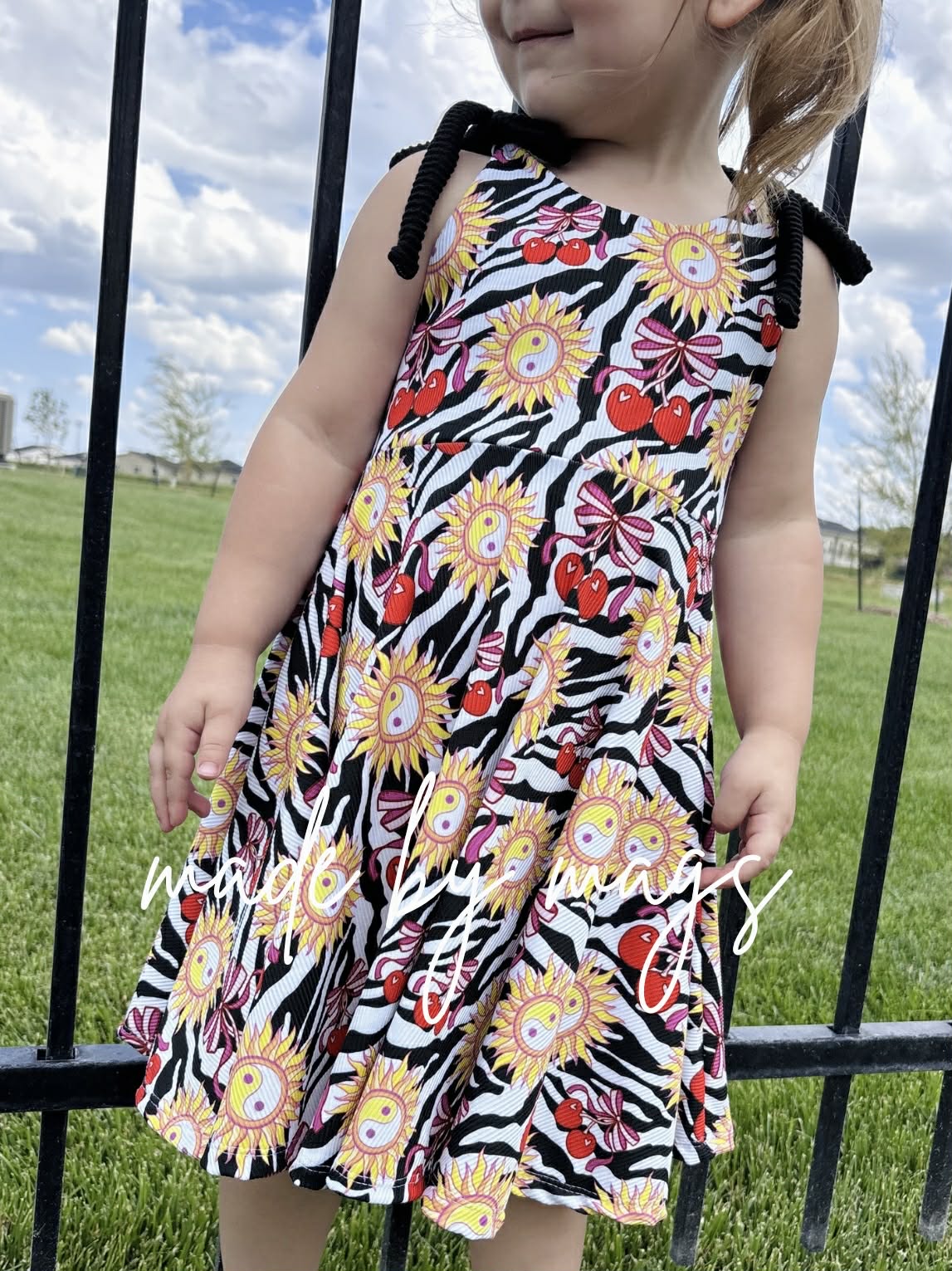 2x2 Yummy Rib Zebra Suns & Cherries Print