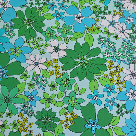 Turquoise Floral Nylon Spandex Swim Athletic