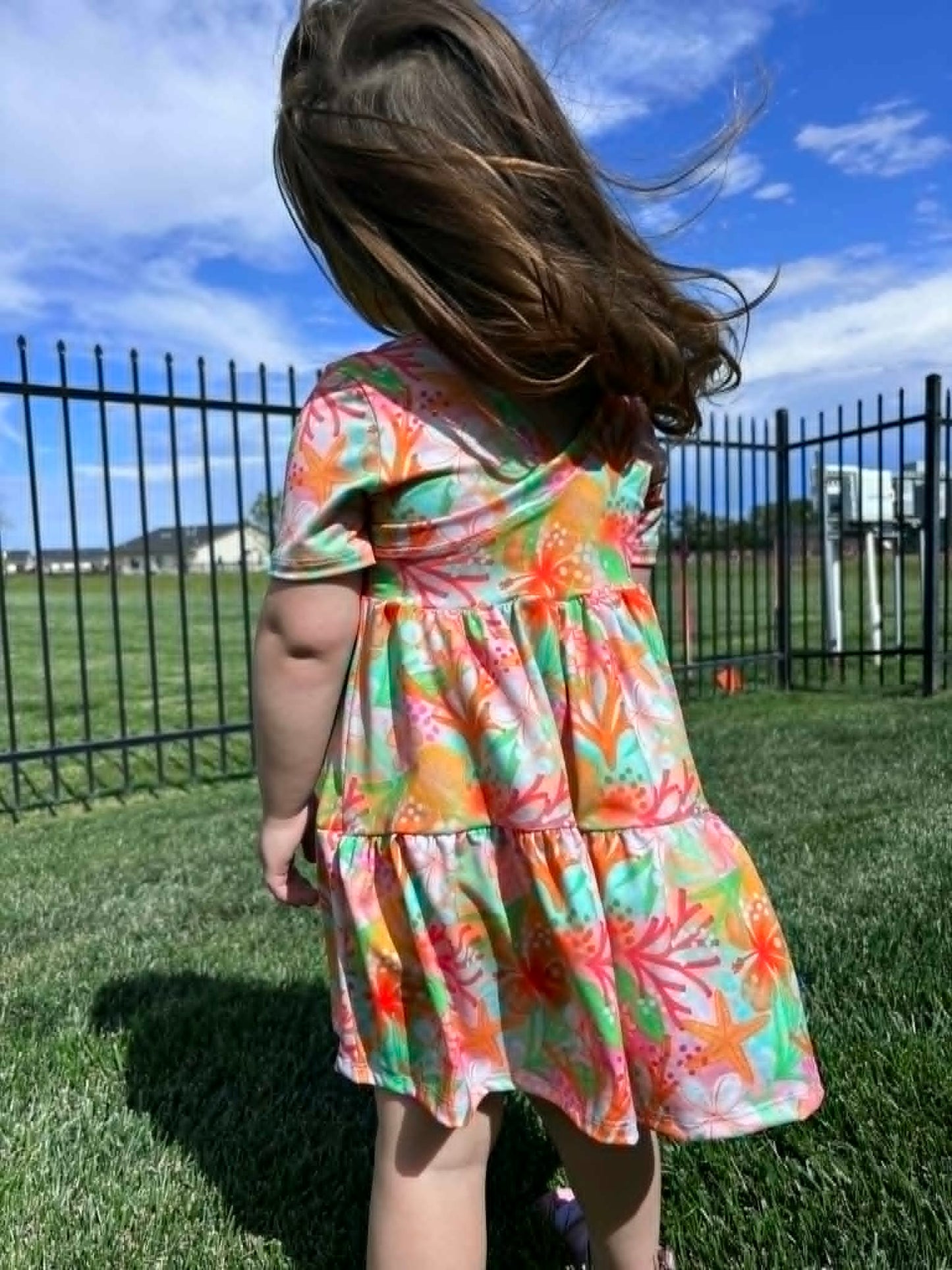 Double bursh poly Coral & Floral print