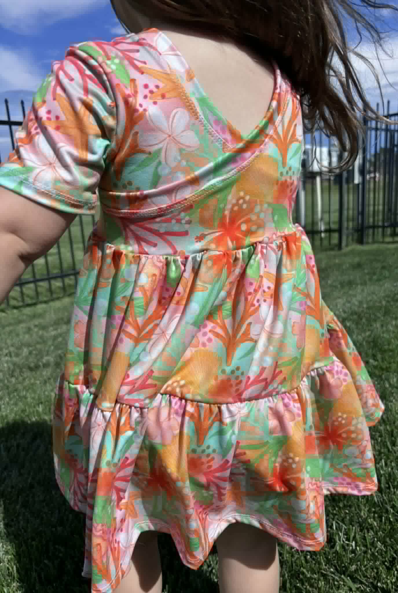 Double bursh poly Coral & Floral print