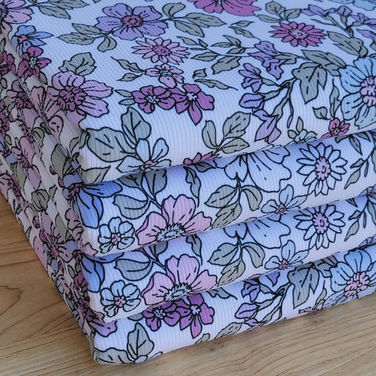 2x2 Yummy Rib Purple Lavender Floral Print