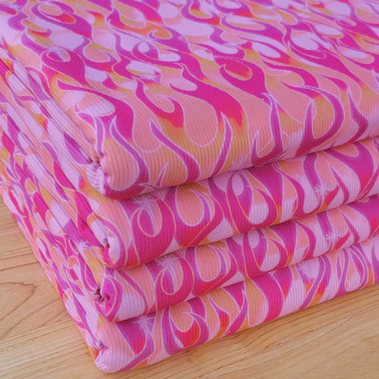 2x2 Yummy Rib Hot Pink Flames Print